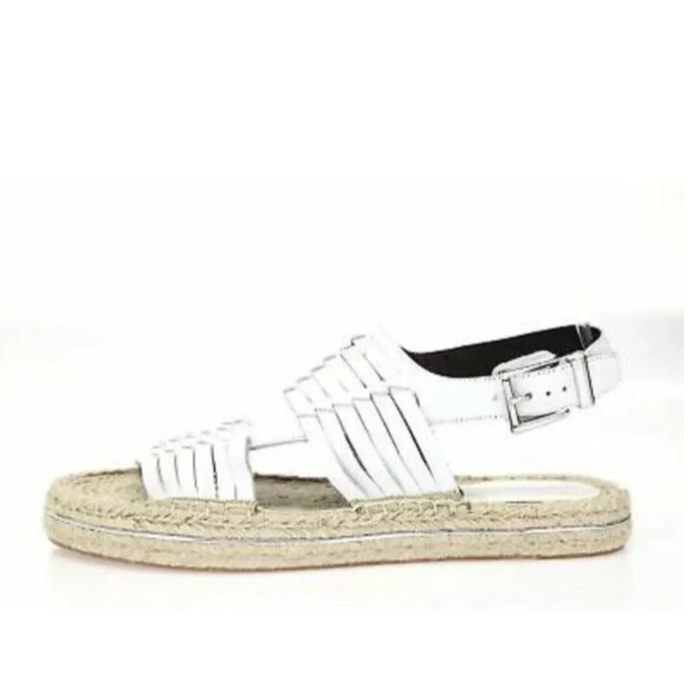 Womens REBECCA MINKOFF White Leather Espadrille Sandals Platform sz. 8
